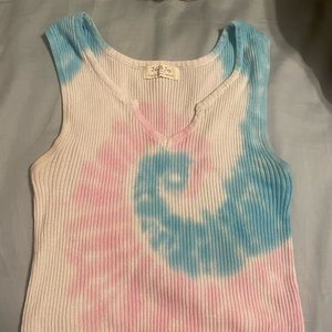 Tie-dye rib knit crop top